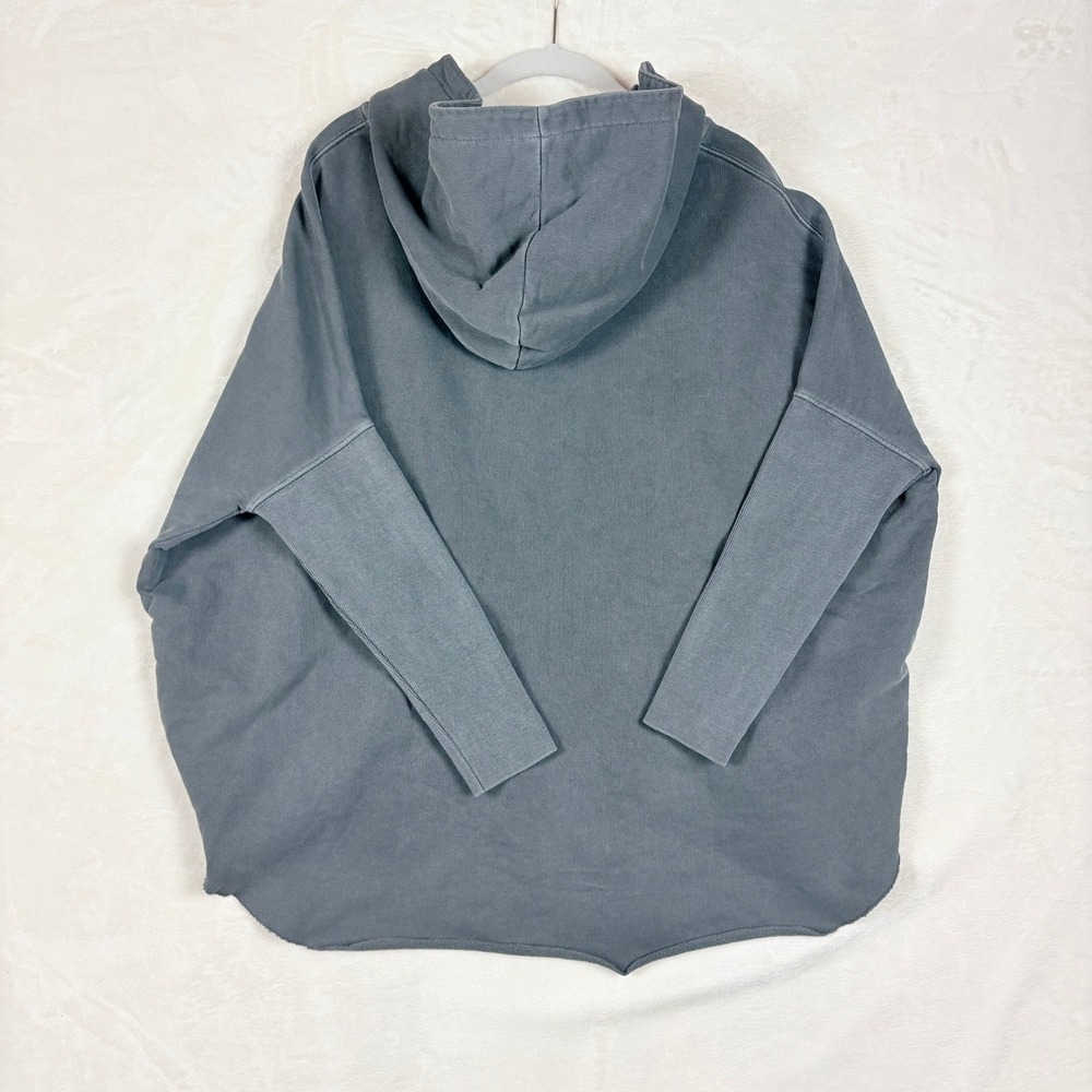 ALLSAINTS Xonda Full Zip Hoodie Women Sz Medium Gray Cotton Distressed Oversized - Picture 14 of 16